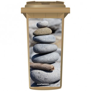 Stack Of Pebbles At The Beach Wheelie Bin Sticker Panel